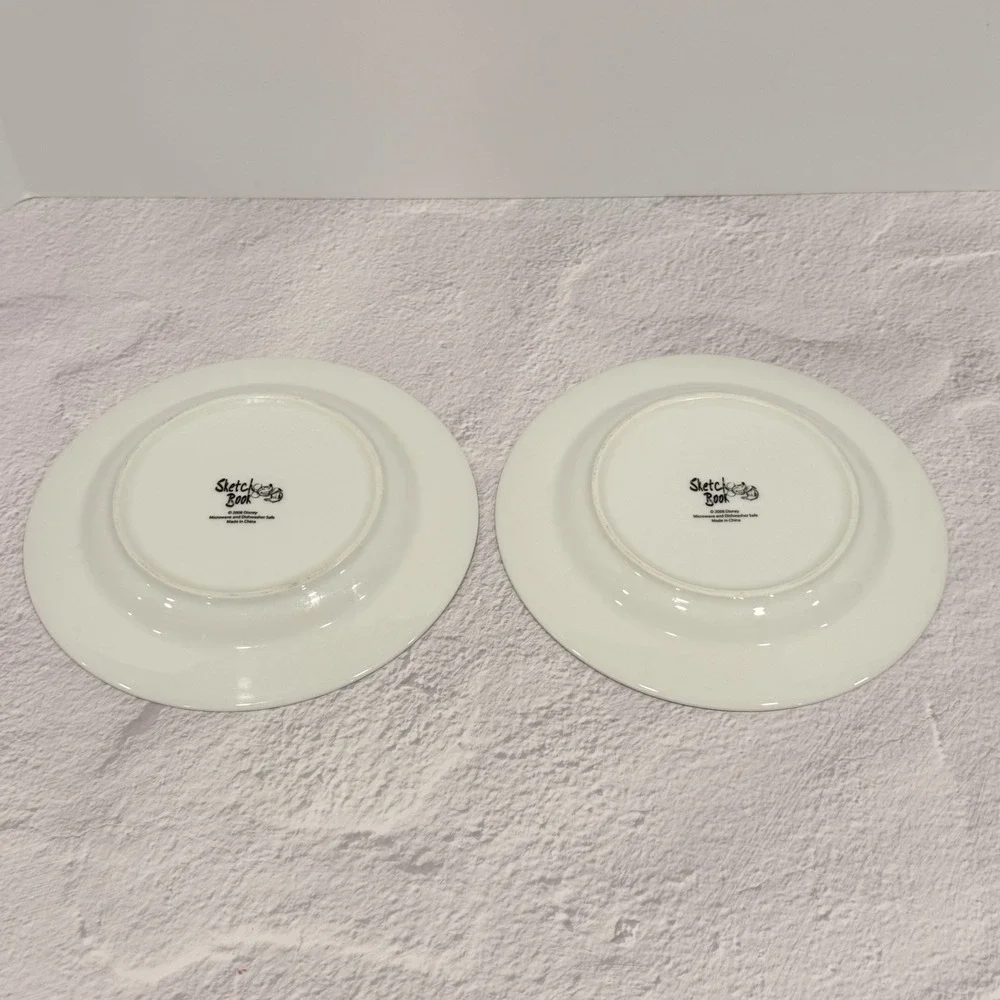 Disney Sketchbook Donald Duck & Minnie Mouse Salad Plate Set of 2 8
